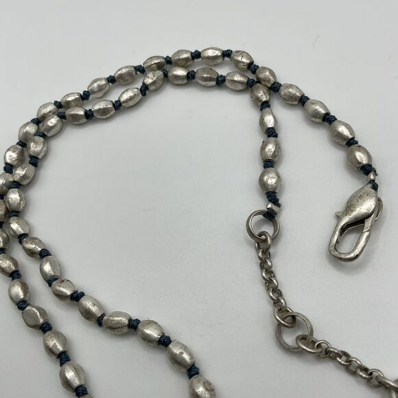 Kenneth Cole Reaction Necklace Abalone Pendant Silver Tone Vintage 90s 17” - 19” - Picture 11 of 12